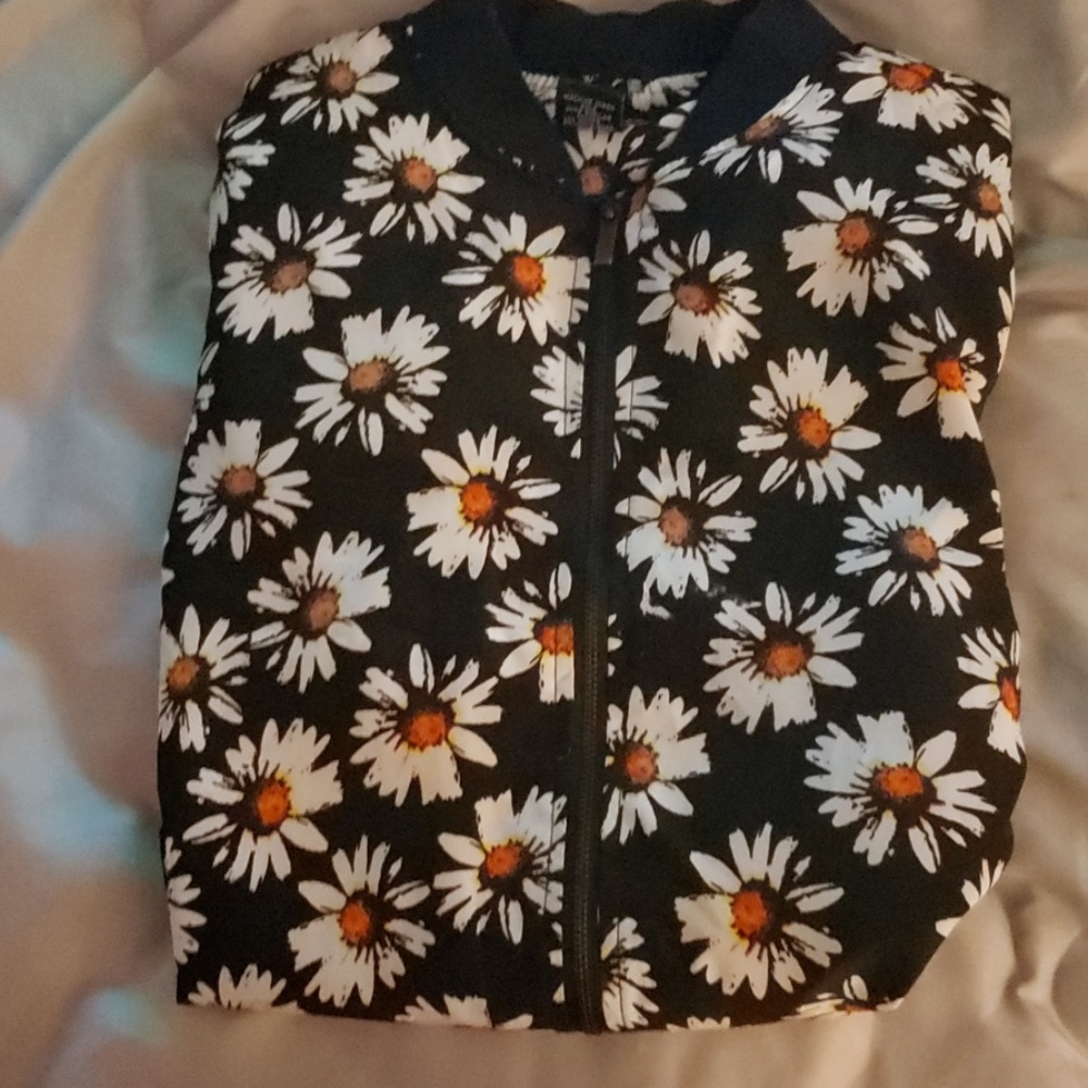 "Wet Seal" Flower zip up sweatshirt